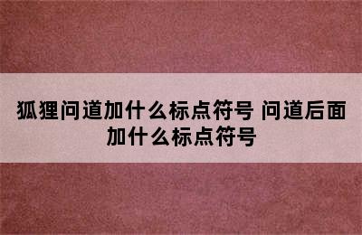 狐狸问道加什么标点符号 问道后面加什么标点符号